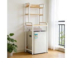 Multifunctioneel Wasrek - Opbergrek Badkamer - Ruimte Besparen - Verstelbaar Boven Machine - Twee Niveaus - Zwart