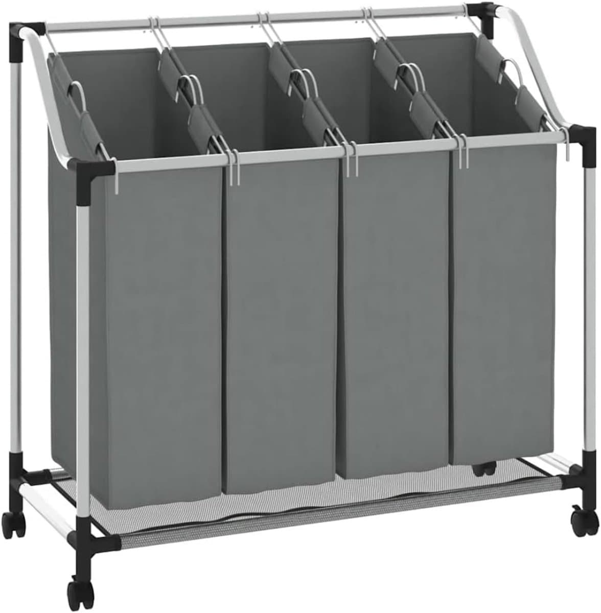 RUX® Wasmand 4 Vakken - Wasmand - Wassorteerder - Grijs - 20KG - 96cm x 40cm x 92cm — afbeelding 1