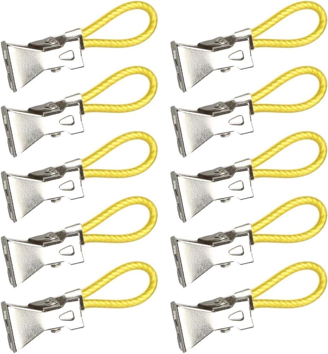 Handdoekclips Metaal - Keukenclips Badkamer - Opruimen Ruimte - Veelzijdig Ophangsysteem - 10 stuks - Geel — afbeelding 1