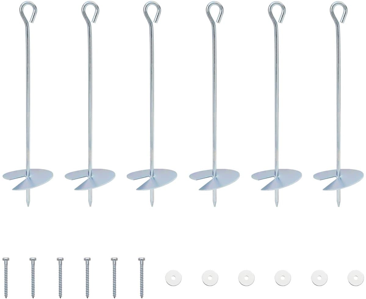 vidaXL - Aardanker - 6 - st - Ø10 - x - 40 - cm - Gegalvaniseerd - Metaal - zilver — afbeelding 1