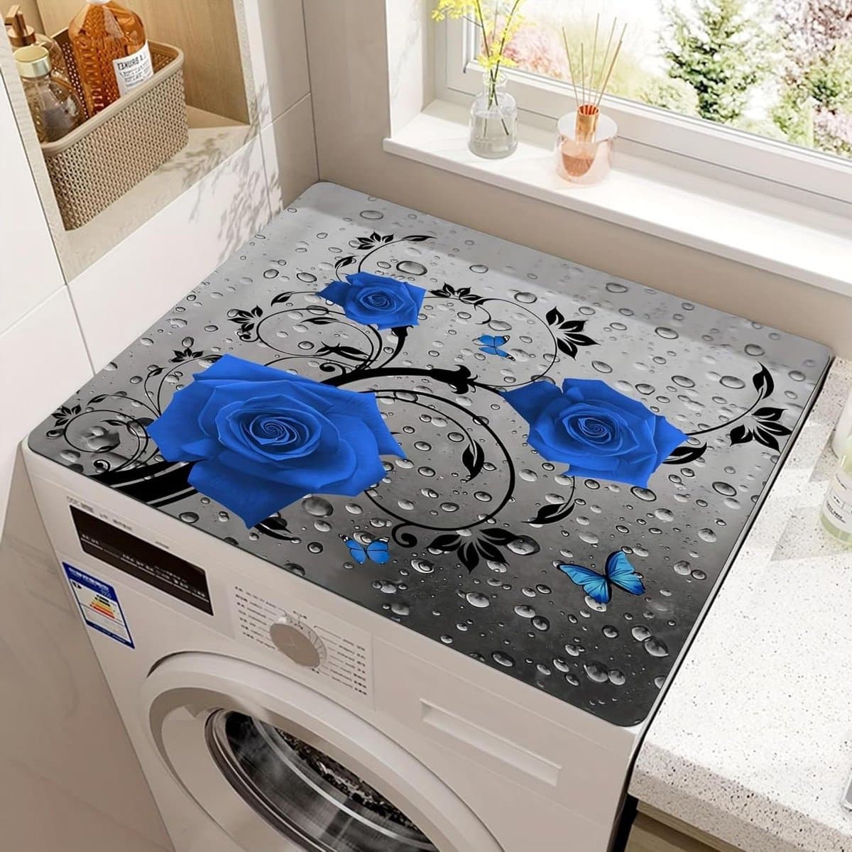 Wasmachine Droger Mat - Apparaat Beschermer - Vocht Absorberen - Antislip Rubber Onderkant - 50x60cm - Donkergrijs — afbeelding 1