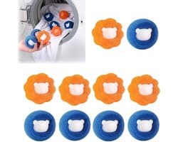 10 stuks Magische Haarverwijderingsspons - Haarabsorberende Spons voor de Was - Vlekverwijdering en Anti-Klitten Wasbal - Haarfilter - 6,5*6,5*5 cm - Voor Haarverwijdering in de Wasmachine - Oranje, Blauw
