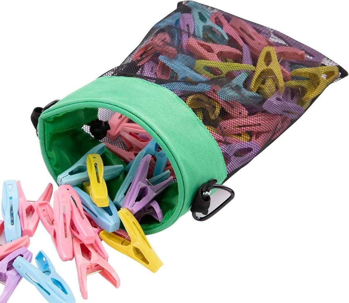 Wasknijperzak - Wasgerei houder - Was ophangen - Ventilerend nylon - 30 x 20 cm - Groen — afbeelding 1