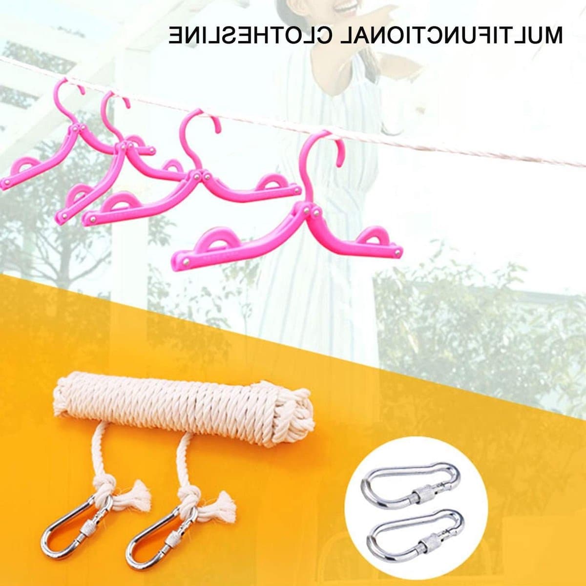 Waslijn Touw - Kledinglijn Outdoor - Kleding Drogen - Anti-Slip Gevlochten - 10 meter - Wit — afbeelding 1