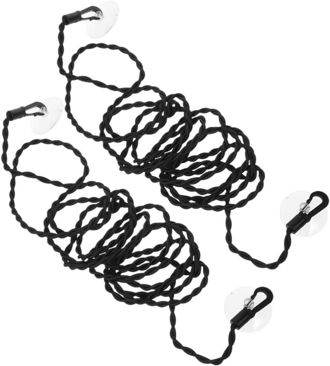 Elastische Waslijn - Droogtouwen Haken - Buiten Drogen - Draagbaar Ontwerp - 2 Pack - Zwart — afbeelding 1