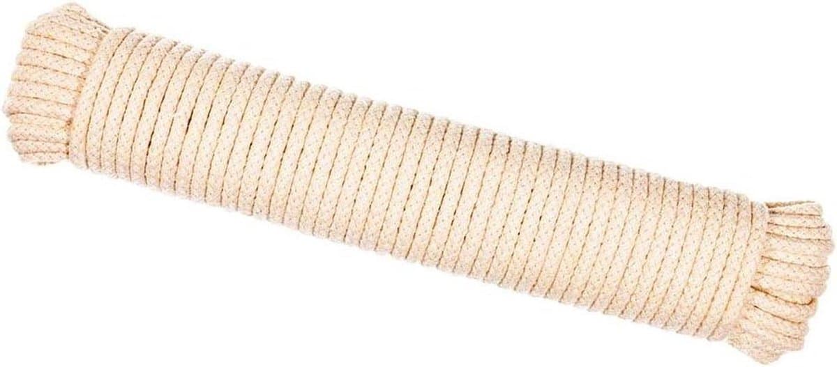 Katoenen Waslijn - Kledinglijn Touw - Buiten Drogen - Synthetische Binnenkern - 7/32 Inch x 100 Voet - Wit — afbeelding 1
