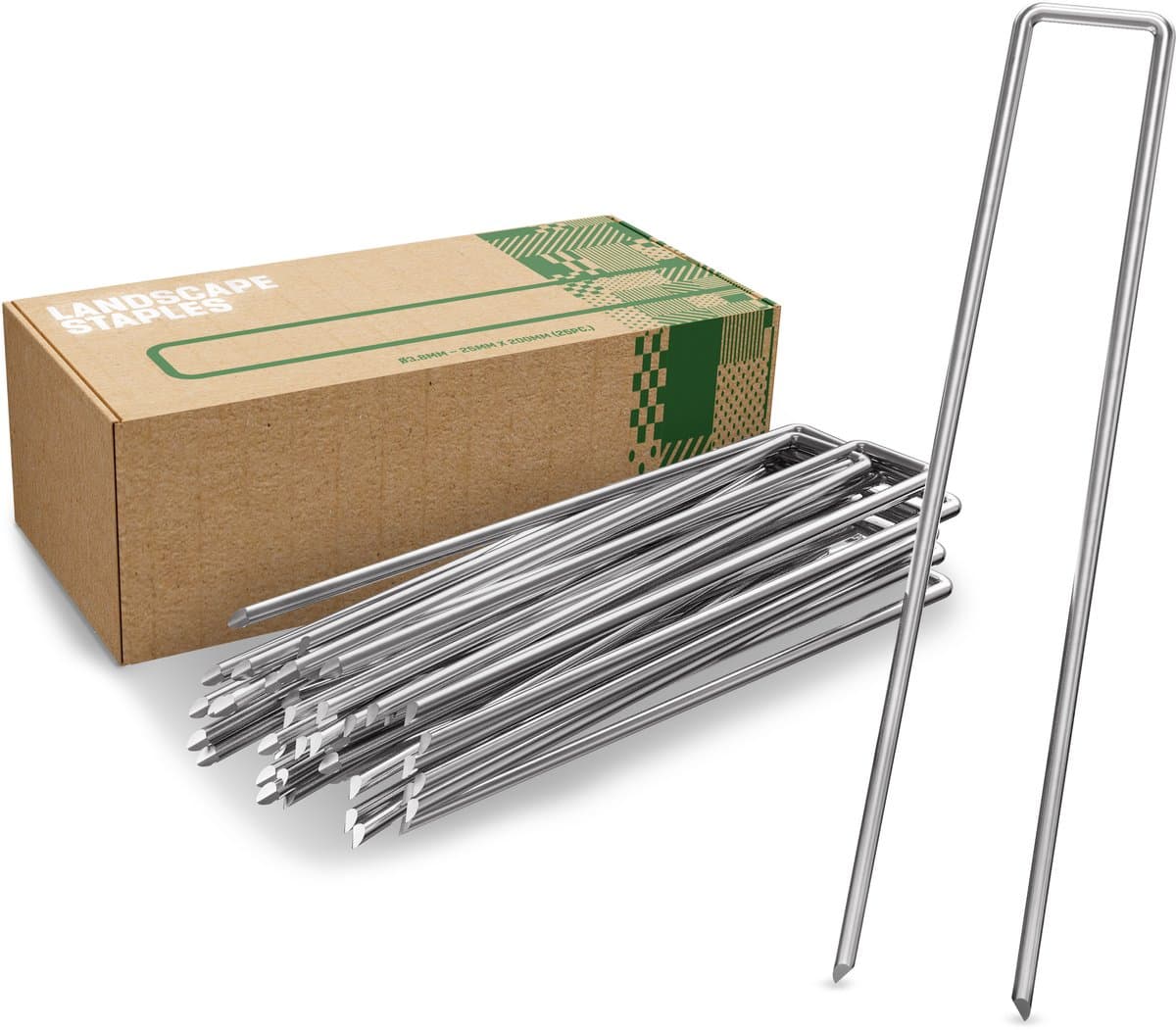 GardenGloss® Anti-Roest Stalen Grondankers Voor Extreem Harde Grond (25 Stuks) - 200 mm Lang, 25 mm Breed, Ø 3.8 mm — afbeelding 1