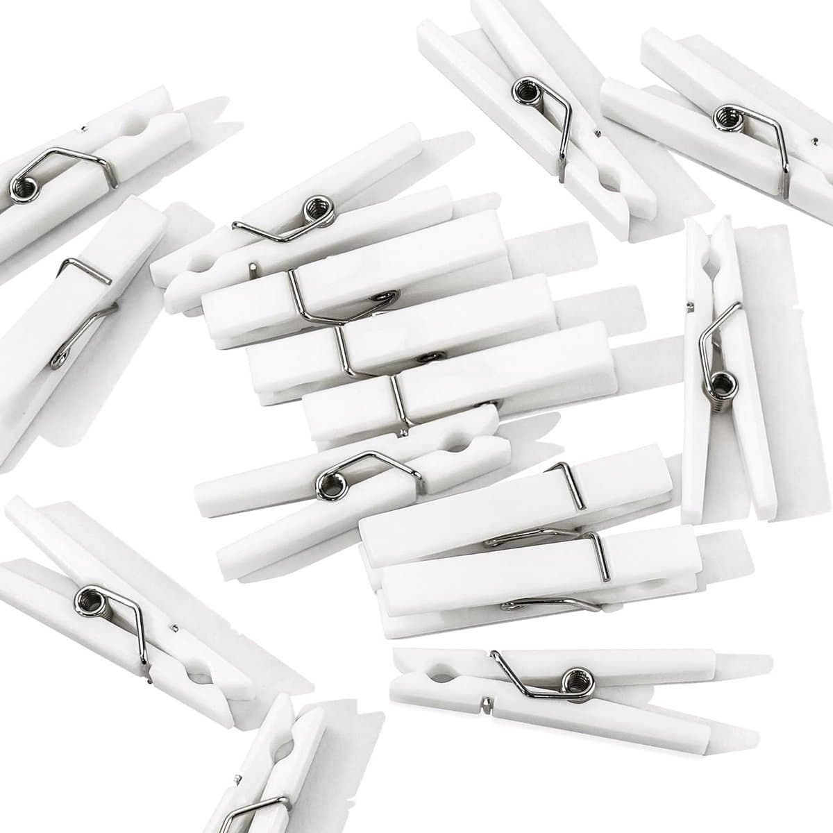 Mini Wasknijpers - Kleine Spelden - Feest decoratie - Lichtgewicht kunststof - 60 stuks - Wit — afbeelding 1