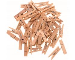 Houten Kledingknijpers - Wasknijpers Ambacht - Knutselen Decoratie - Onbehandeld Natuurhout - 35 mm 48 Stuks - Natuurlijk