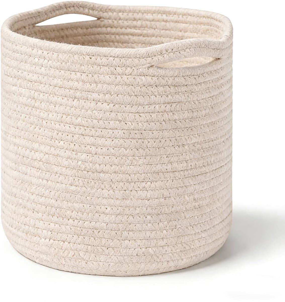 Byshayne- Wasmand met handgrepen - Opbergmand - Katoenen touwmand - Beige - Compact 30 cm x 30 cm - Ideaal voor speelgoed en wasgoed — afbeelding 1