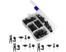Decoratieve Punaises - Prikbord Clips - Informatie Tonen - Handig Clipontwerp - 140 Stuks - Zwart