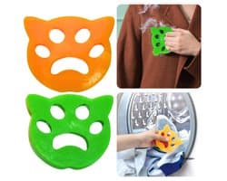 Cheqo® Haarverwijderaar Wasmachine - Huisdierhaar Wasmachine - Anti Haar Drogerballen - Hondenhaar Verwijderaar - Zachte Elastische Magneet - Voor Droger en Wasmachine - 2 Stuks