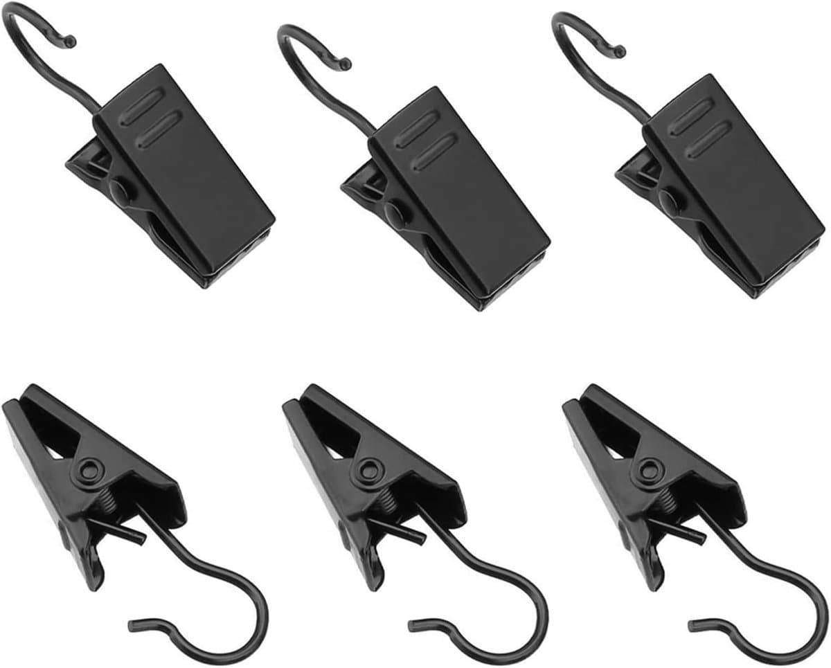 New Age Devi - 50 Stuks - RVS Gordijn Clips - Zwart - Voor een Georganiseerde en Stijlvolle Badkamer - Haakjes voor Gordijnen, Handdoeken en Meer! — afbeelding 1
