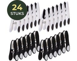 Gandria Wasknijpers 24 Stuks - Kunststof Wasknijpers - Set van 24 Plastic Knijpers - Wasrek Knijpers 10 Kg - Zwart/Wit en Wit/Zwart