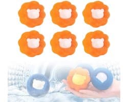 6-stuks wasbal - droogtrommelbal - herbruikbaar - wasmiddel voor dierenharen - wasmiddel voor ontharing - kleding anti-klitten adsorptie ontharingsbal - geschikt voor kleding, honden, katten en huisdieren - oranje — afbeelding 1