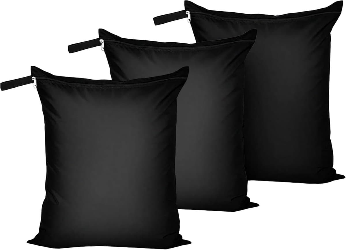 Waszakken, zwarte zakken voor kleding, reizen, waterdichte tas voor zwembad met ritssluiting, voor zwemmen, camping, gym — afbeelding 1