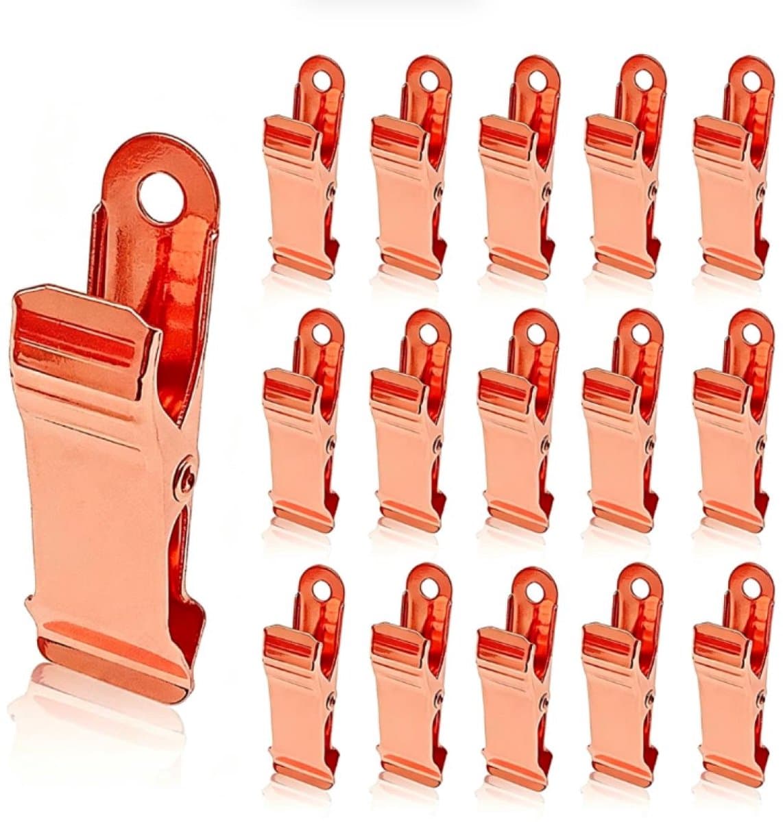 Kleine Klemmen - 30 Stuks - 4 x 1,3 cm - Scheppen - Mini-metalen klemmen - Klemmen voor Organisatie - Geschikt voor kleding, foto's, gordijnen, badkamer - Roségoud — afbeelding 1