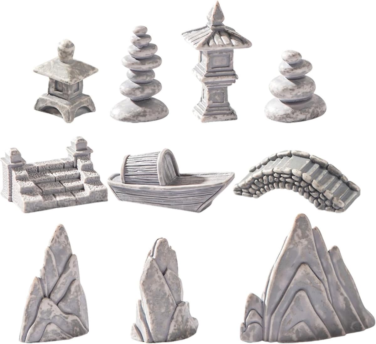 1set Rockery Kit Decoratieve Resin Beeldjes Voor Tuin Interieur Lange Duurzaamheid Voor Visvijvers Landschapsdecoratie Van Inclusief Pagode Lichttoren — afbeelding 1