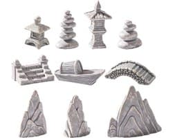 1set Rockery Kit Decoratieve Resin Beeldjes Voor Tuin Interieur Lange Duurzaamheid Voor Visvijvers Landschapsdecoratie Van Inclusief Pagode Lichttoren