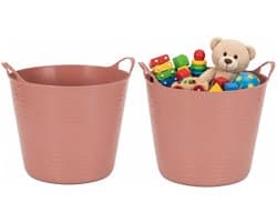 Flexibele kuip - 2x - roze - 40 liter - met handvatten - 45 cm - kunststof - emmer - wasmand
