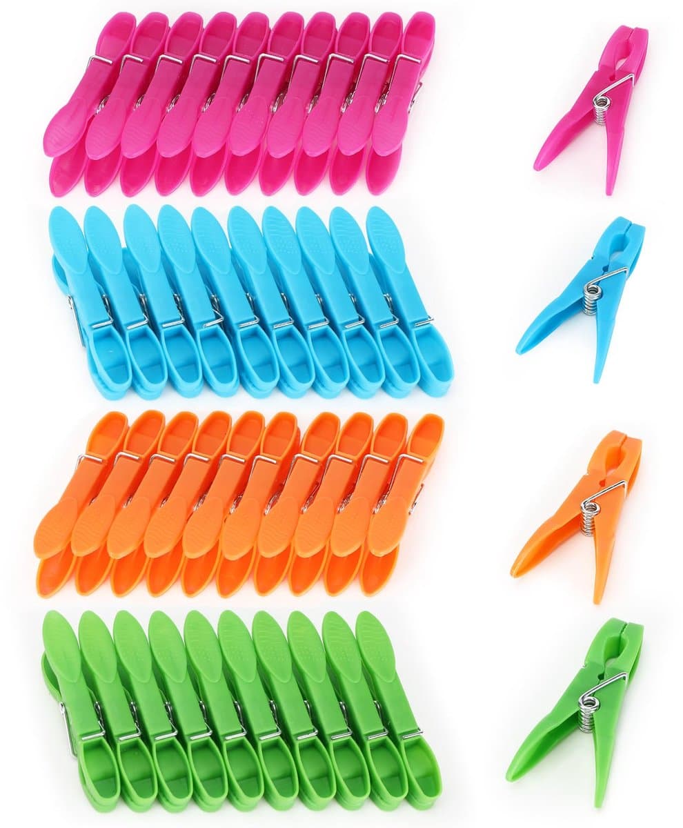 Wasknijpers - van kunststof - 60 stuks - 4 kleuren — afbeelding 1