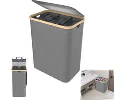 Wasmand 140 l met deksel 3 delen - uitneembare netwassorteerder waszak waszak wasmand met handgrepen voor handdoeken, kleding, speelgoed