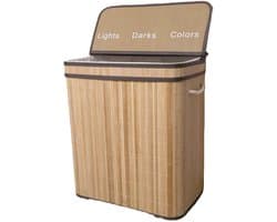 Ceruzo Wasmand 3 Vakken – Bamboe Wassorteerder 100L – Wasbare Binnenzak – H60 cm – Naturel — afbeelding 1