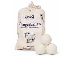 Pure Laundry Club Drogerballen - Set van 6 XL Wasdrogerballen - 100% Nieuw-Zeelandse Wol - Handgemaakt in Nepal - Inclusief Katoenen Opbergzak — afbeelding 1