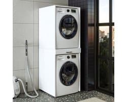 Wasmachinekast met uittrekplank voor droger en wasmachine - ruimtebesparend en stevig