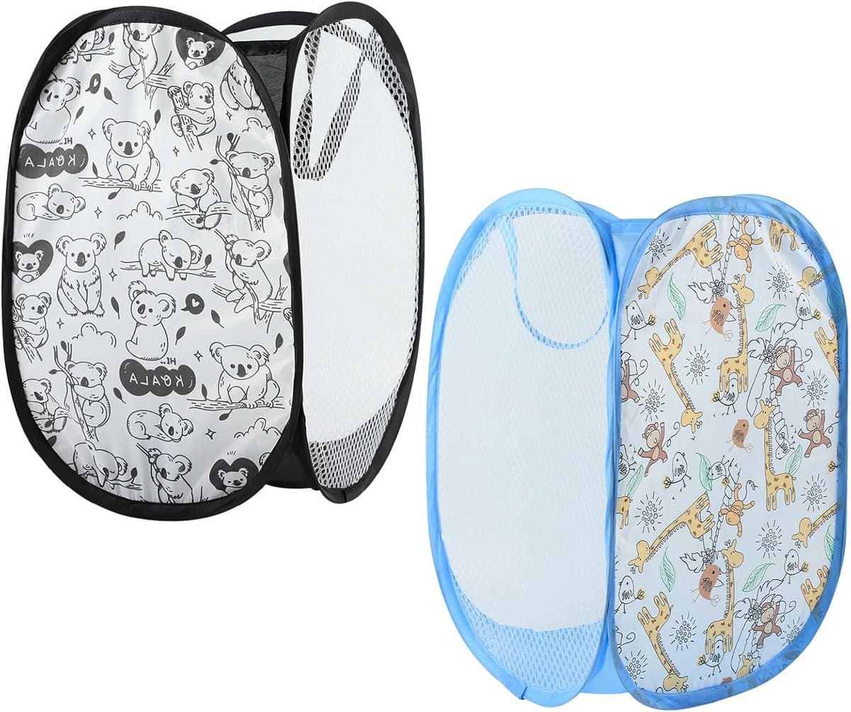 Pop-up wasmand, opvouwbare wasmand, 2 stuks, 30 x 30 x 48 cm, wasmand, inklapbaar met handvat, opbergmand voor kinderkamer, camping en reizen (zwart, blauw) — afbeelding 1