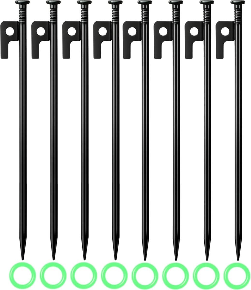 Grondankers - Set van 8 40 cm grondpalen - Sterk - Metalen - Stormbestendig - Voor camping, buiten, wandelen — afbeelding 1