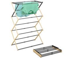 Wasrek uitschuifbaar - 43-74 cm breed - inklapbaar - staand - bamboe - zwart