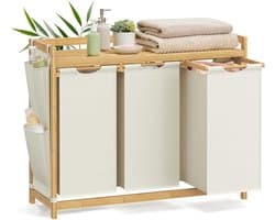 Budu Wasmand 3 vakken - Wassorteerder - Wasmanden Bamboe - 150L