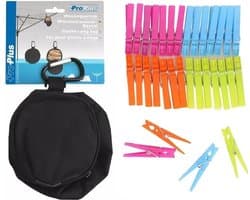 Wasknijperzak met karabijn - 96 plastic gekleurde knijpers - knijperzak — afbeelding 1