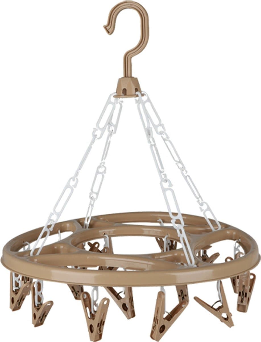 Urban Living Wasgoed droogcarrousel/droogmolen - 18 clips/knijpers - beige - kunststof - 32 cm — afbeelding 1