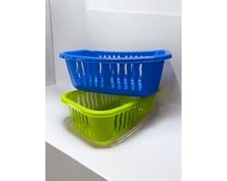 HL - Wasmand - Wasmanden - Set - 30 Liter Blauw & Groen - Kunststof - 2 stuks