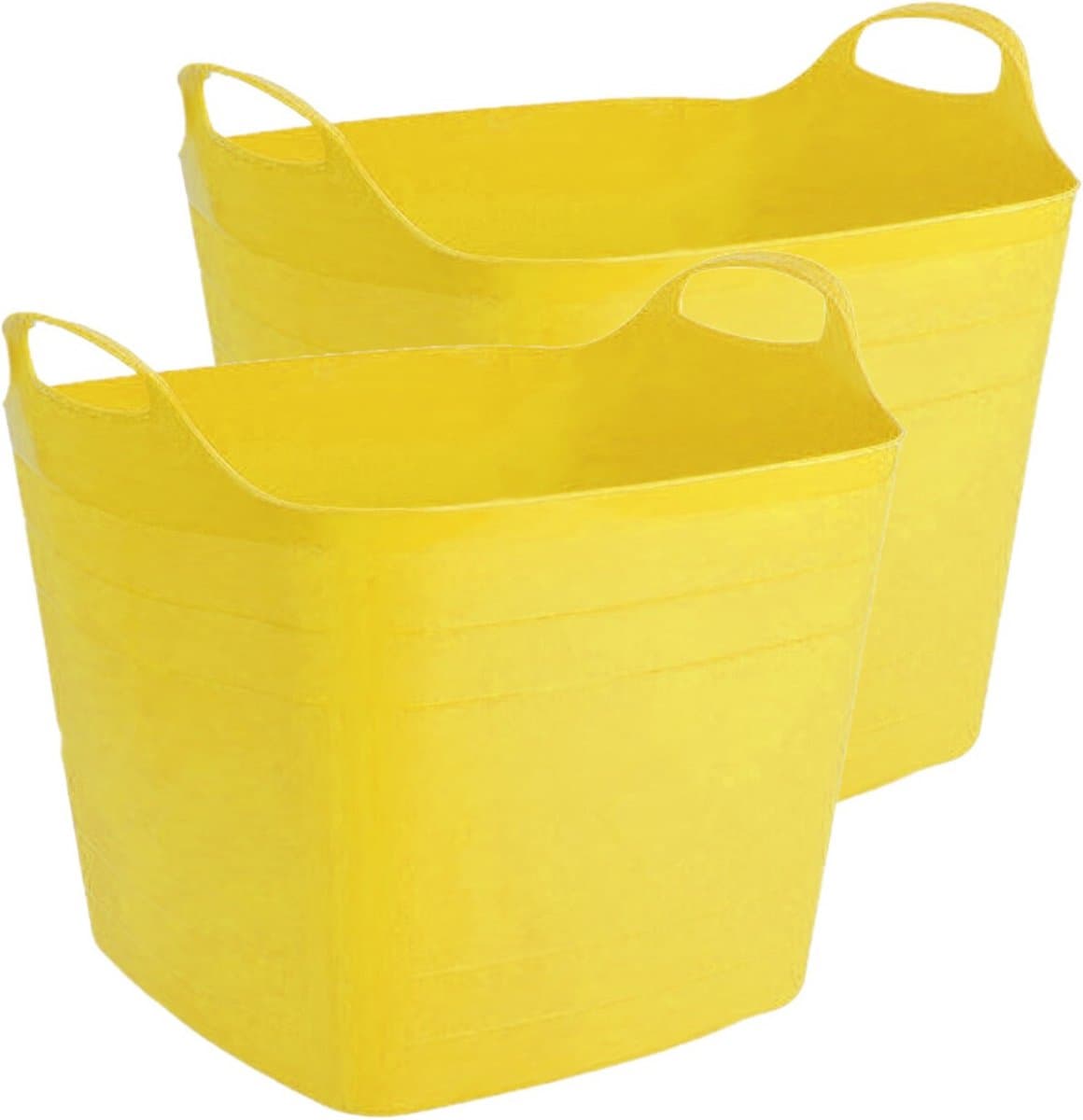 2x stuks flexibele kuip emmer/wasmand vierkant geel 40 liter - Opbergmanden — afbeelding 1