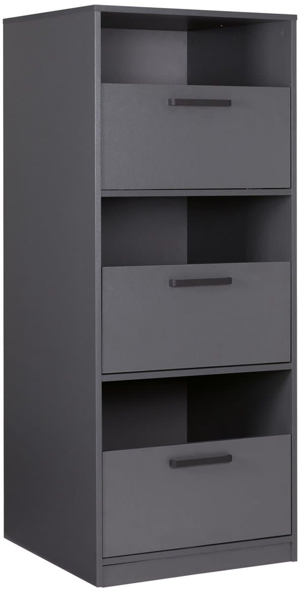 Lifestyle Studio Flow Wasmandkast met 3 wasvakken - Wasmeubel Antraciet - Softclose - 67 x 68 x 164 cm — afbeelding 1
