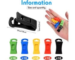50 Stuks Sokkenclips - Kunststof Wasknijpers - Antislip & Vlekvrij - Voor Waslijn, Wasmachine & Droger - Kleurrijke Sokkenhouders - Mini Wasknijpers zonder Afdrukken - Voor Sock Organisatie, Kamperen & Reizen - Stevig & Duurzaam