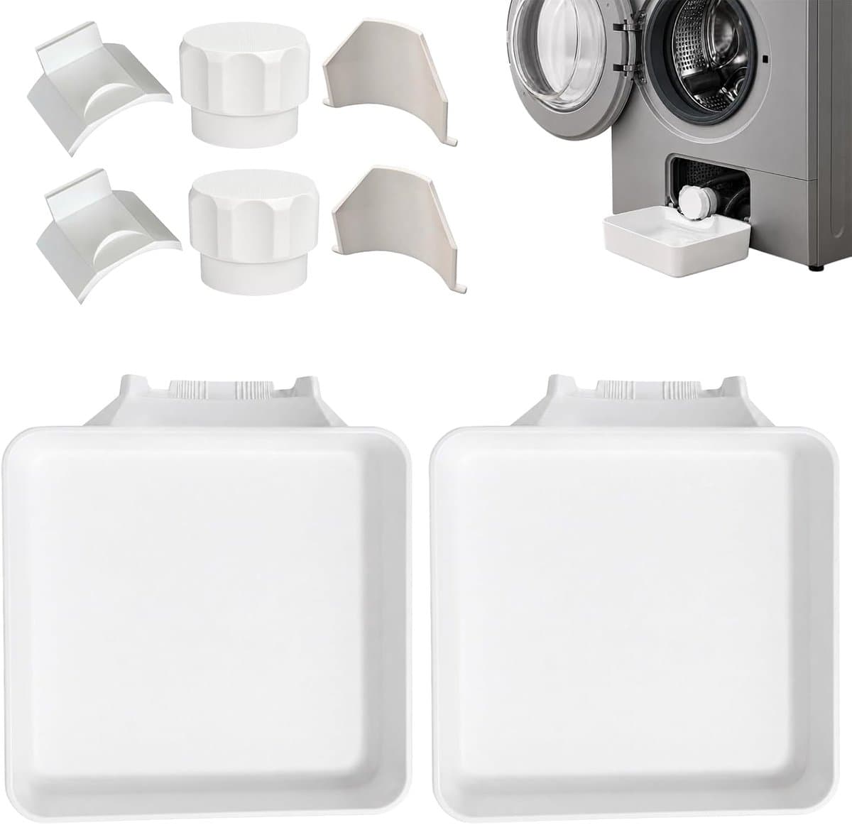 8 stuks - Afvoerbak voor wasmachine - Universeel type - 3D - Wateropvang en - Afvoer - Lekbak van de wasmachine - Onderdelen voor wasmachines - Eenvoudig te installeren - Geschikt voor kelders, appartementen, stacaravans, garages en huurwoninge — afbeelding 1