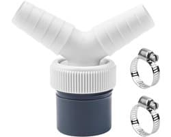Dailygoods- Afvoeradapter Y-adapter - Dubbele Afvoer - Slang Ø 40 mm - Ingang Ø 18-23 mm - Hoogwaardig Polypropeen - Inclusief Afdichting en Schroefklemmen - Afvoerslang
