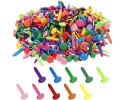 Dailygoods- Patroonzakklemmen 200 stuks - Ronde kopklemmen - Metalen briefklemmen - Veelkleurig - Voor school/kantoor/scrapbooking - Hoogwaardig ijzer - Brads