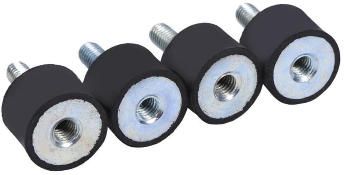 Dailygoods- Rubber Buffers 4x - Trillingsdempers Wasmachine - Trillingsdempers Airco - Trillingsdempers Warmtepomp - Zwart/Zilver - M6 Draaddiameter 6 mm — afbeelding 1
