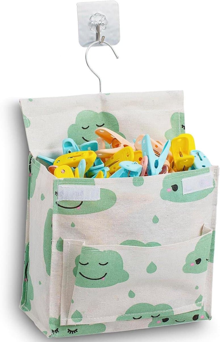 Wasknijper Tas - Opbergtas Kledingclips - Wasknijpers Opbergen - Waterdicht met Deksel - 86 "x 11" - Grijs — afbeelding 1