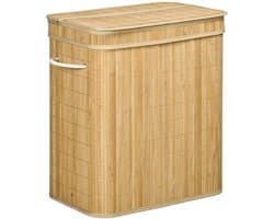 HHHK - Wasmand - Wasmand met Deksel - 90 Liter - Wassorteerder - Waszak - 35x54x59,5cm - Bamboe - Uitneembare Waszak - Met Deksel