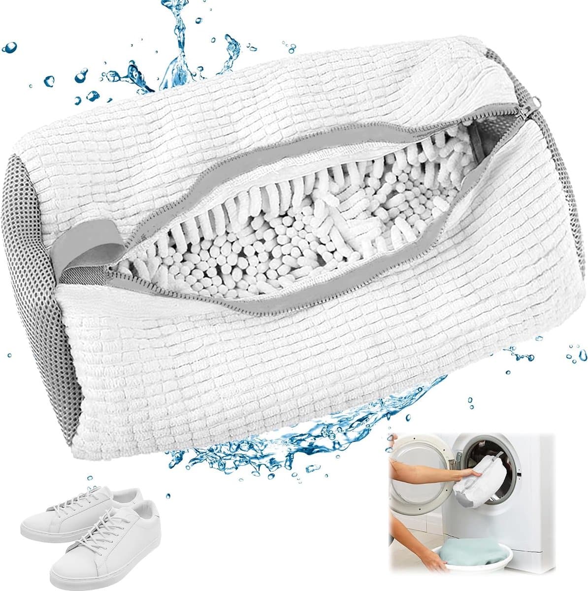 Waszak voor Wasmachine met Ritssluiting - Schoenenzak Anti-vervorming voor Sneakers - 1 Stuks, Netschoenen (Wit) — afbeelding 1