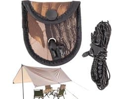 Reis Waslijn - Draadwaslijn Camping - Kleding Drogen - Antislip Ontwerp - 350 cm - Camouflage