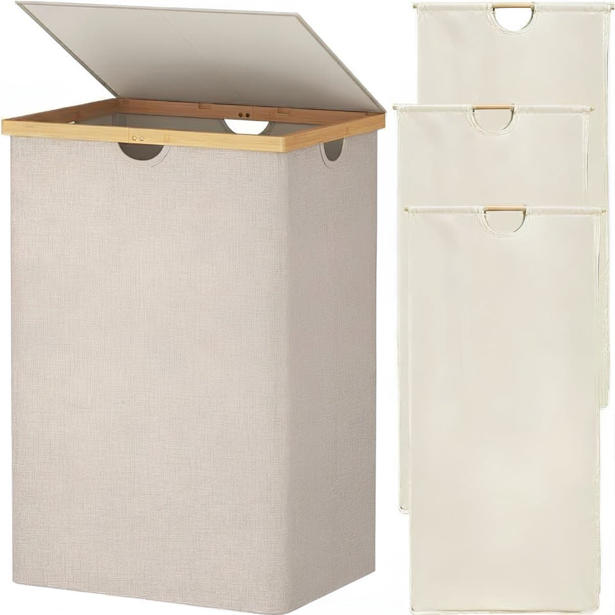 VALI® Wasmand -170L - Extra Grote Bamboe Wasmand - Beige - 54cm x 40cm x 80cm — afbeelding 1