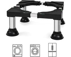Verstelbare wasmachineverhoger - 40-65 x 40-65 x 21-24 cm - onderstel met 4 antislipvoeten en waterpas voor wasmachine en mini-koelkast - zwart
