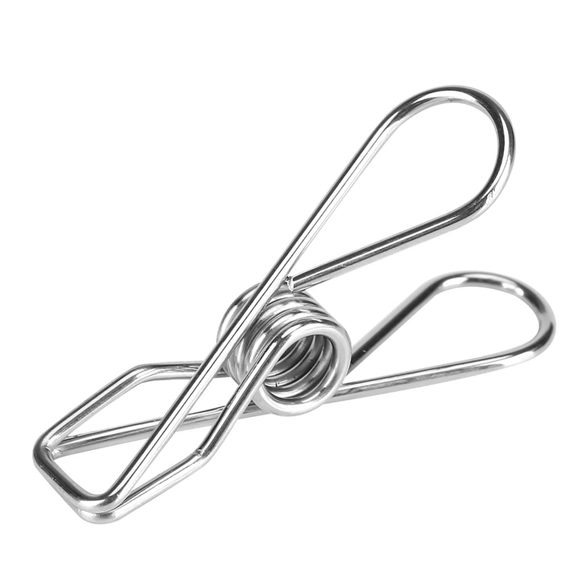 Metalen wasknijpers - 100 stuks - Opberghaken - Windbestendige enkele clip - Multifunctionele veerklem - Roestbestendig en stevig - Geschikt voor het vastklemmen van kaarten of foto's - 5,7 cm draadklem - Roestvrij staal — afbeelding 1